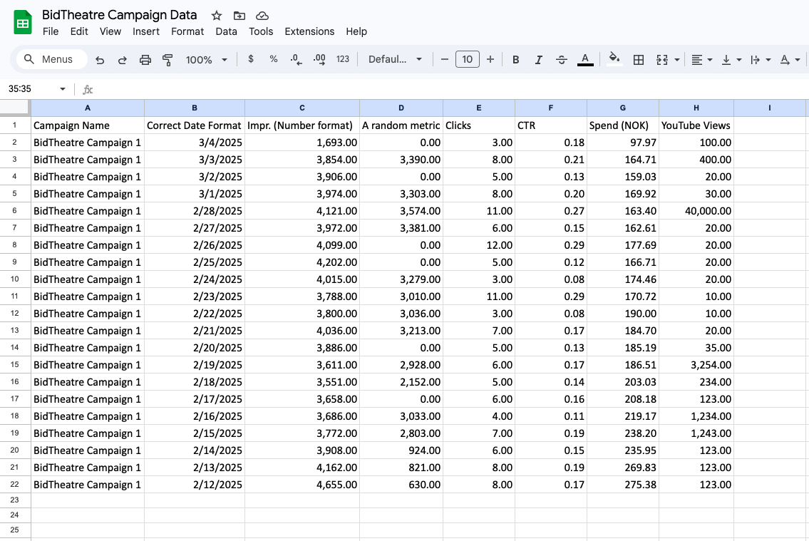 Fyr Custom Data Import from Sheets - Example sheet