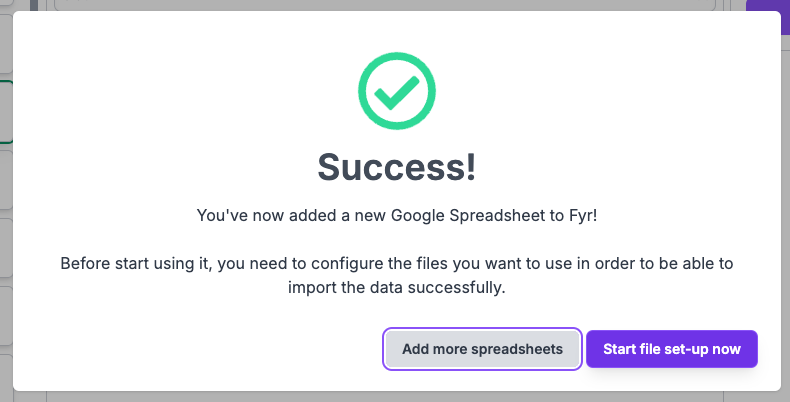 Fyr Custom Data Import from Sheets - Start file setup